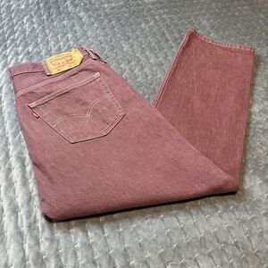Levis Premium 501 93 Jeans Mens 40x32 Maroon Red Straight Leg Cotton Button Fly